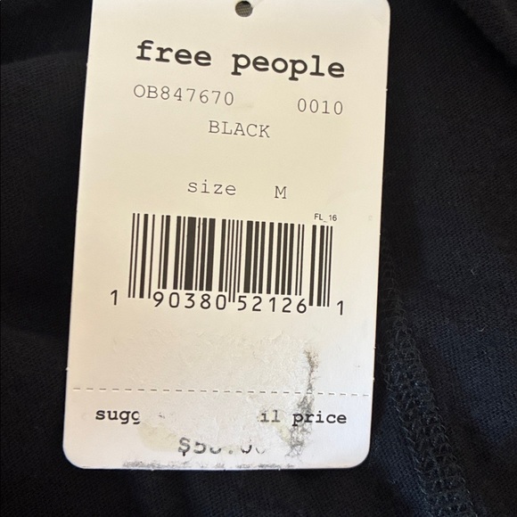 New FREE PEOPLE WE THE FREE Black Medium Long Bell Sleeve Lettuce Hem Crop Top‎ - Picture 9 of 11